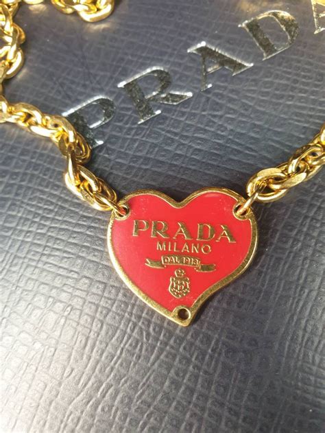 heart charm necklace burgendy Prada